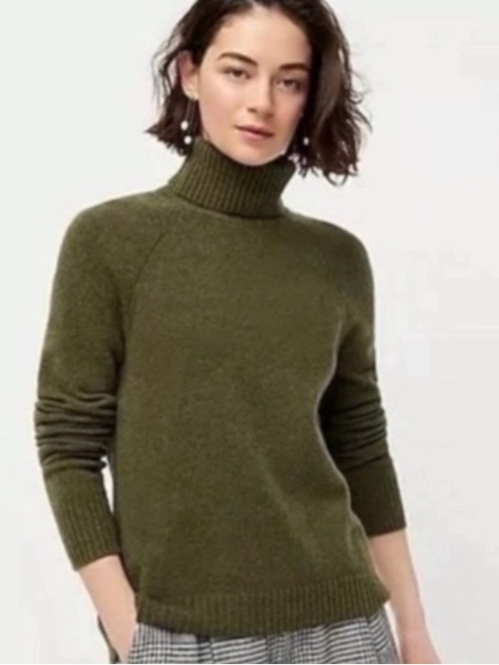 J. Crew Olive Green Wool Alpaca Mockneck Sweater Small